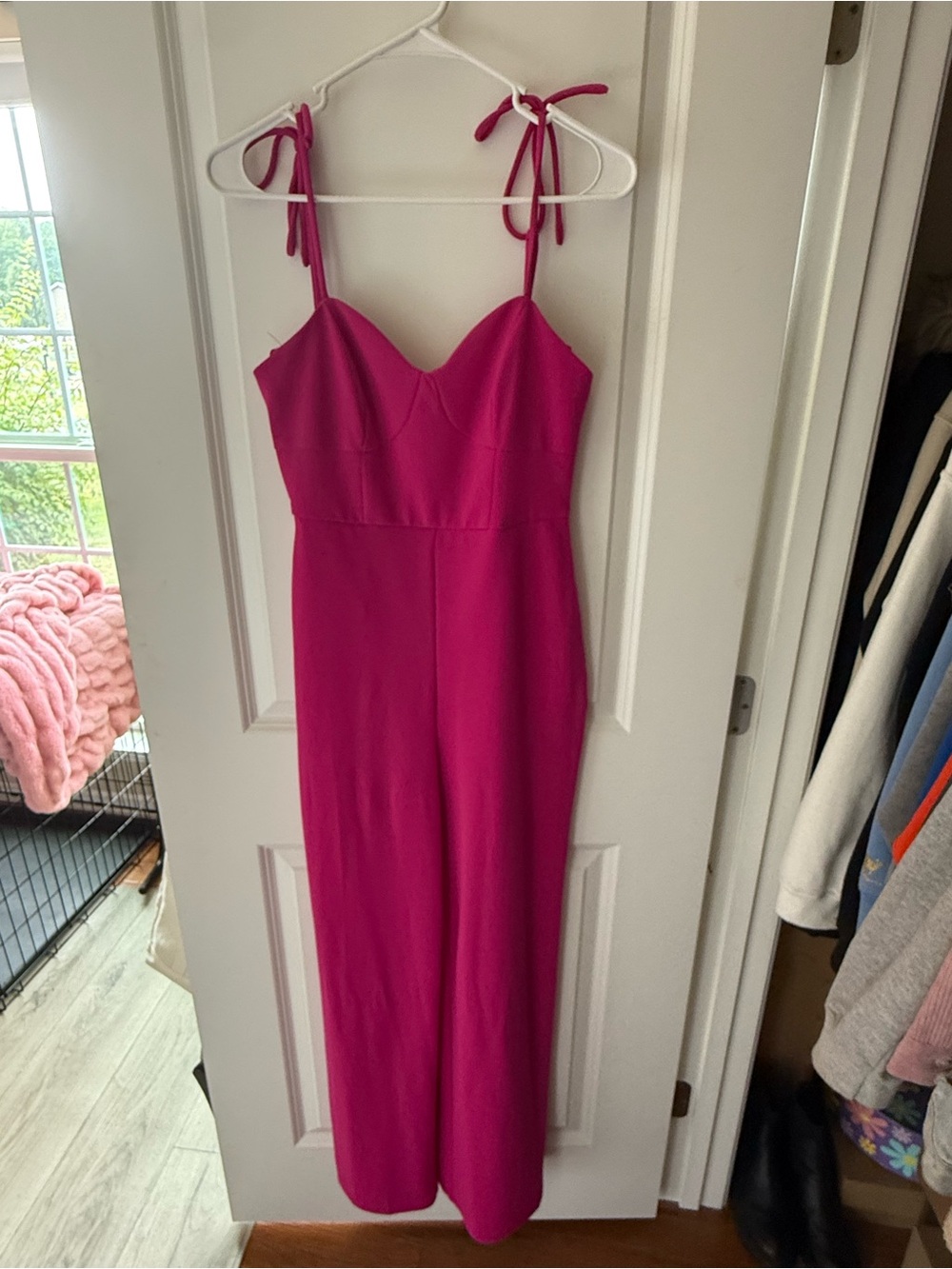 Marshalls Bright Magenta Tie-Shoulder Jumpsuit